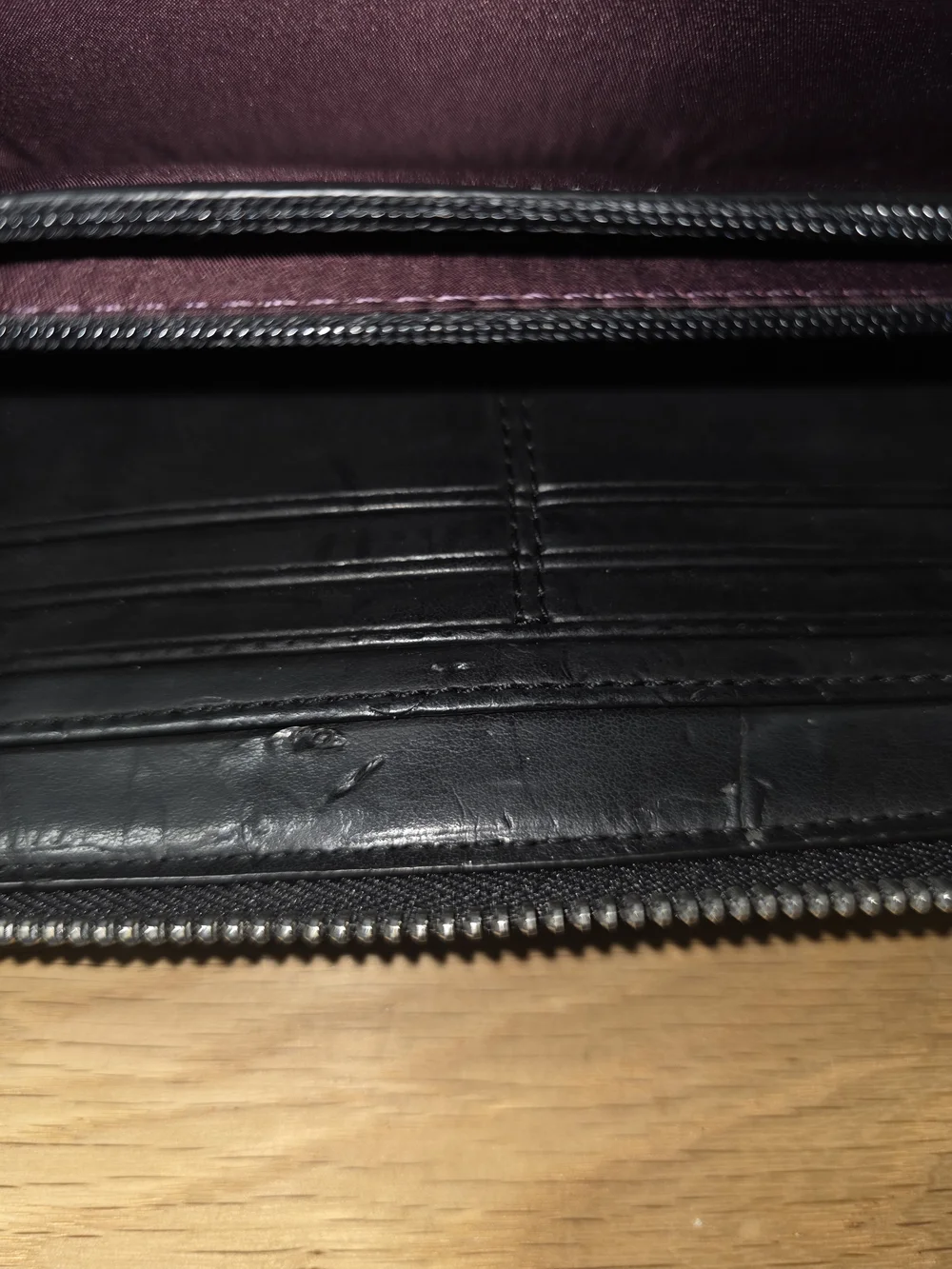 Coach Signature Buckle Zip Wallet in Purple/Black